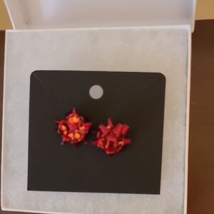 Red Bow Pierced Earrings New Without Tags  NIB